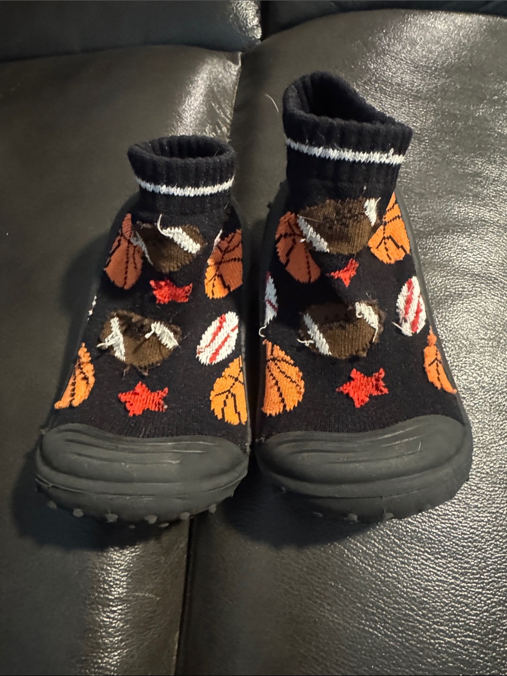 Baby Black Basketball Print Sock-Shoes- water ready shoes!